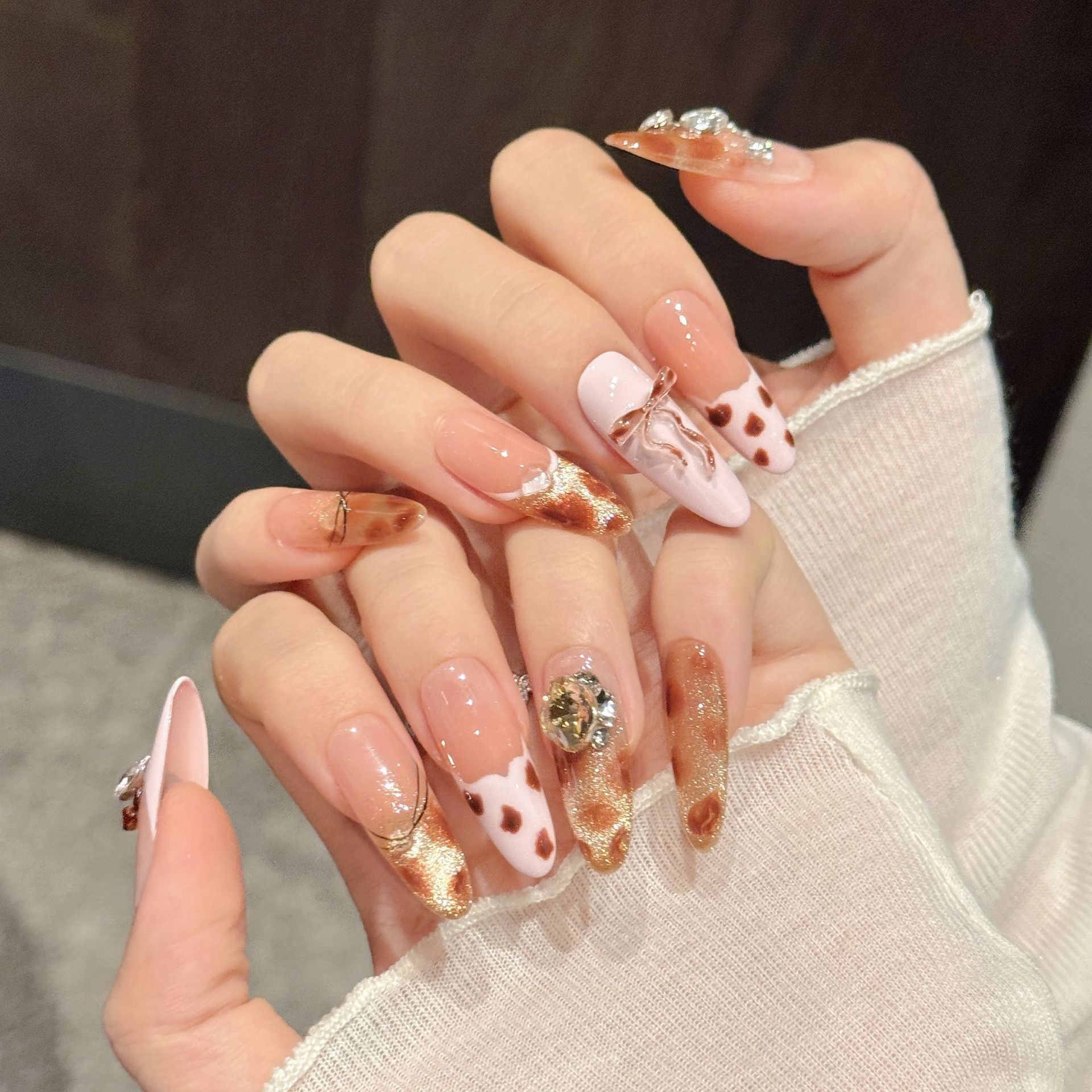 Peach Leopard Bow