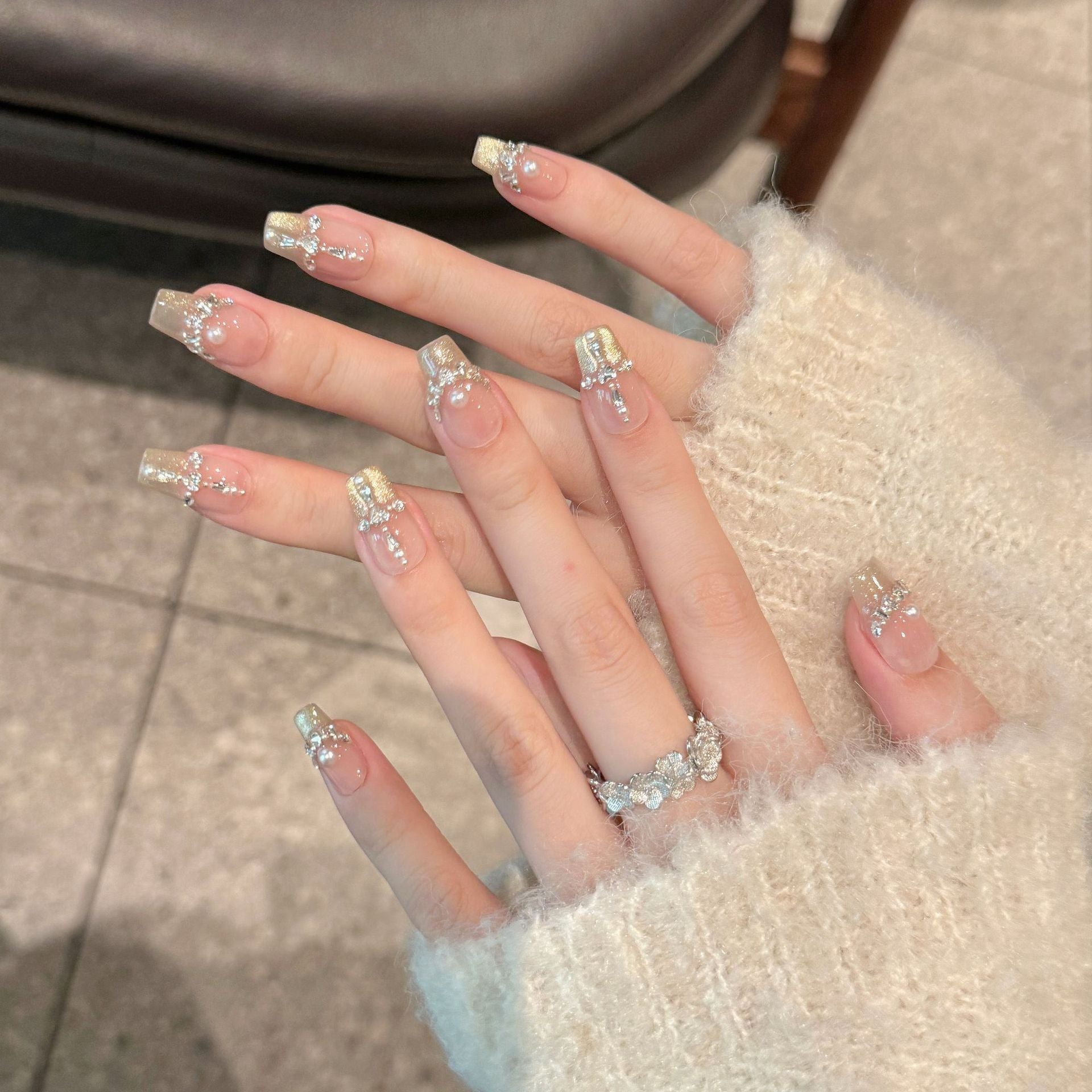 Blush & Gold French Sparkle