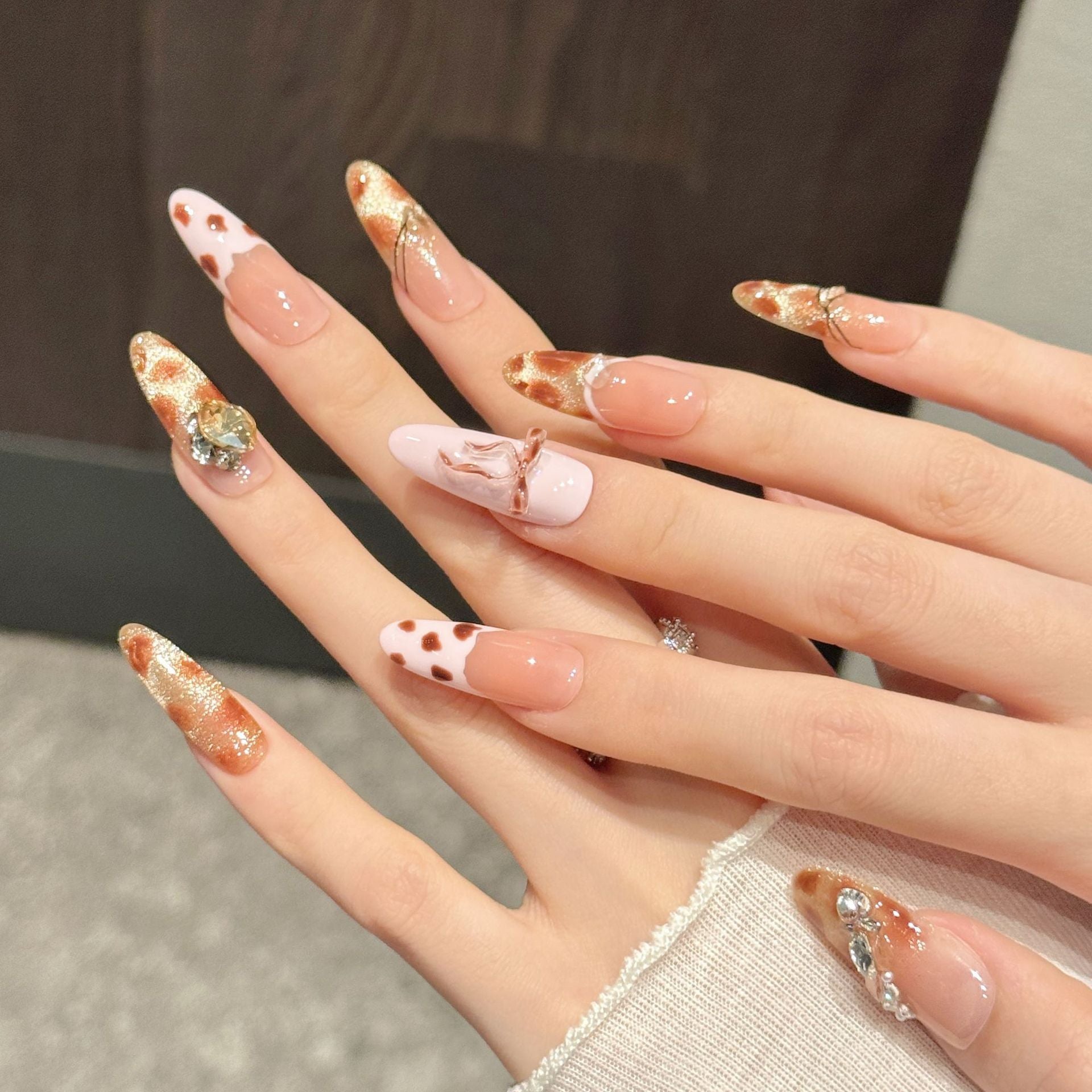 Peach Leopard Bow